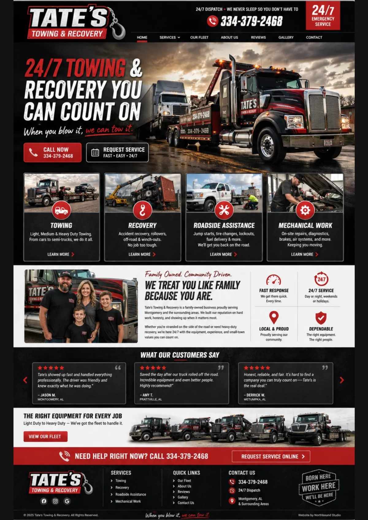 Tate’s Towing & Recovery website concept